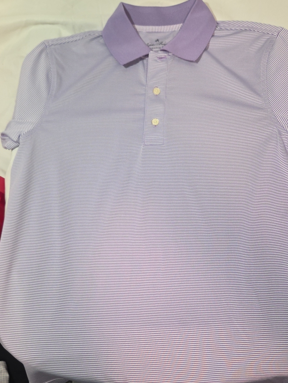Brooks Brothers Lilac Striped Polo with Contrast Collar